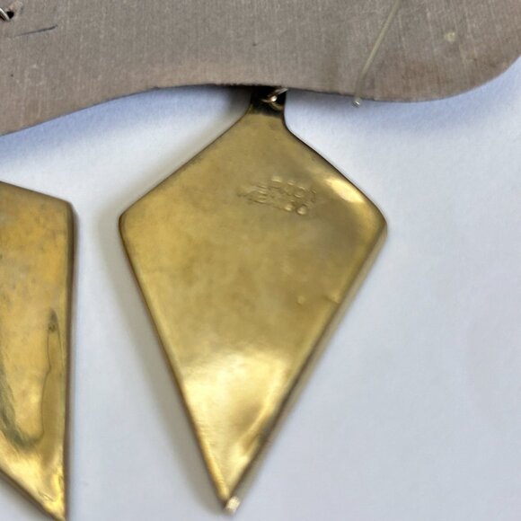 Vintage Mexico Alpaca Silver shell Inlay Abalone hook Earrings pink flowers - Picture 9 of 9